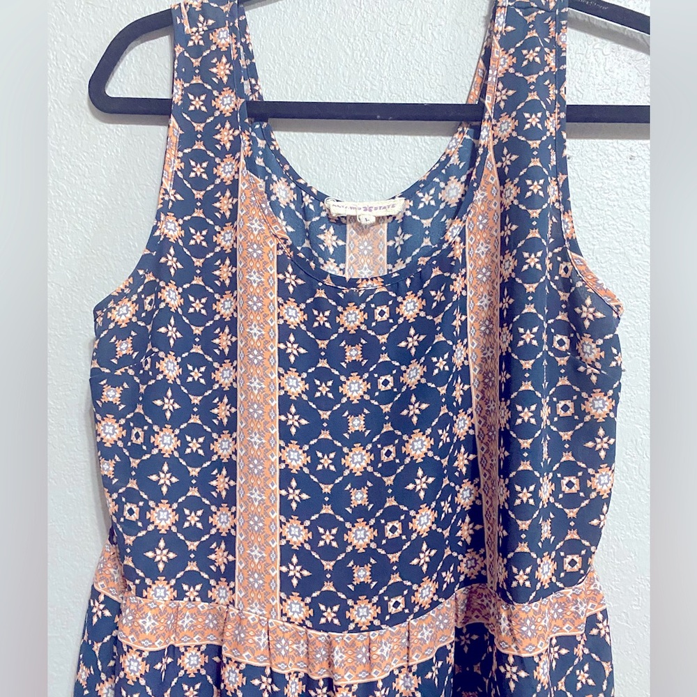 Altar’d State size Large Navy blue boho print empire waist dress - Picture 2 of 8